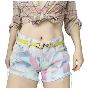 Levi's 501 RARE‎ Button Fly Distressed Cut-Off Raw Hem Grunge Tie Dye Shorts 28